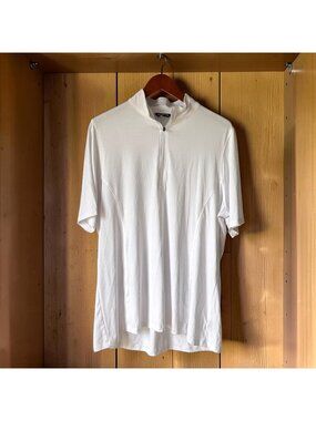 Kerrits Ice Fil Riding Shirt Top Size 1X White Short Sleeve Quarter Zip